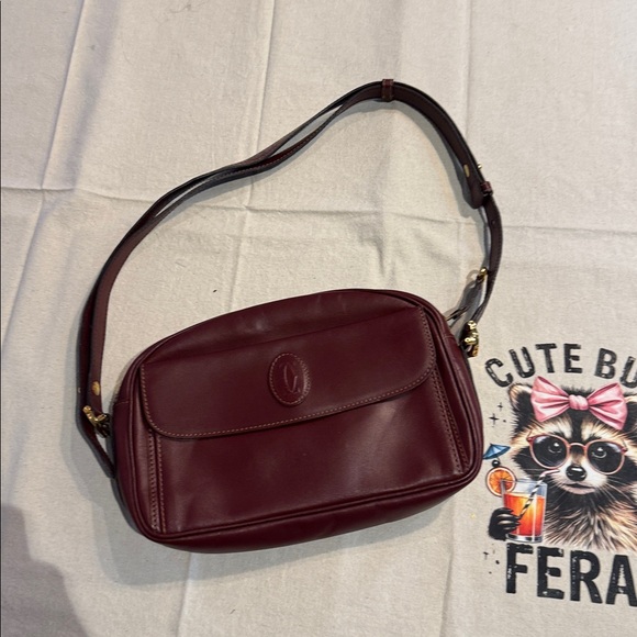 Cartier Vintage Burgundy Leather crossbody bag with Gold Details W/ COA - Picture 12 of 12